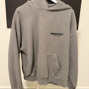 FEAR OF GOD ESSENTIALS DARK OATMEAL GRAY HOODIE MEDIUM